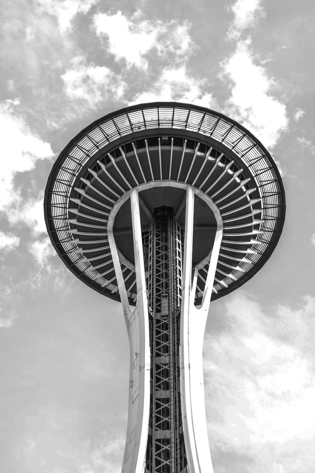 Grayscale Photo of Space Needle Tower